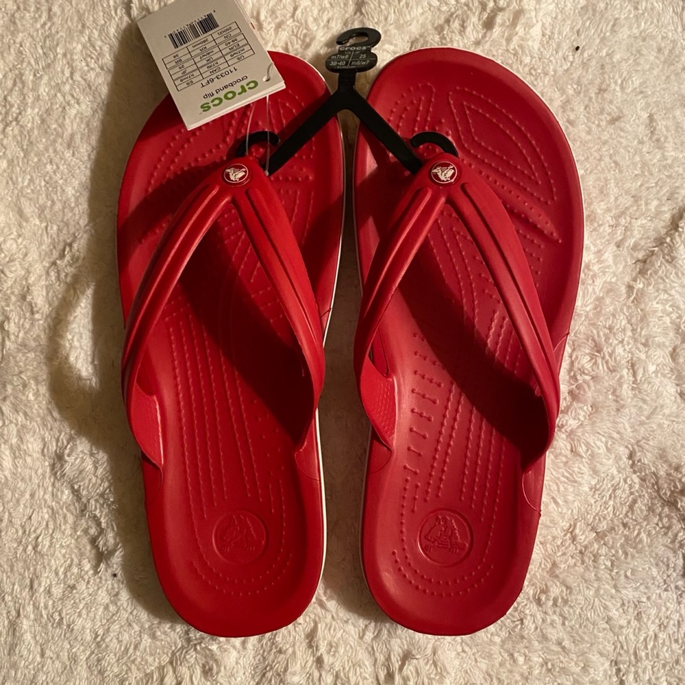 NWT Ladies CROCS Crocband Flip w/Athletic Stripe